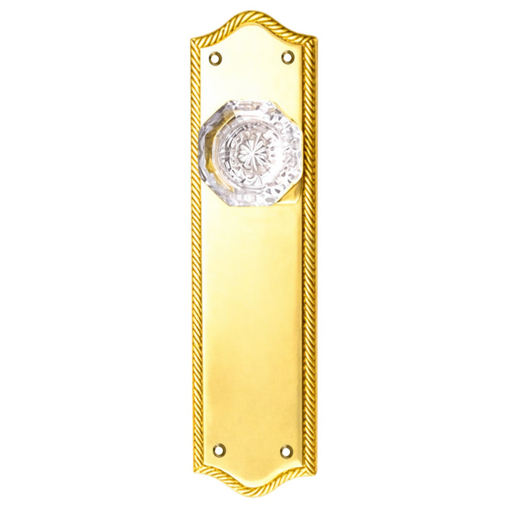 Arched Georgian Roped Backplate Door Set with Octagon Crystal Door Knobs (Several Finishes Available)