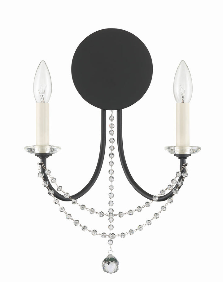 Crystorama Crystorama Delilah 2 Light Matte Black Sconce