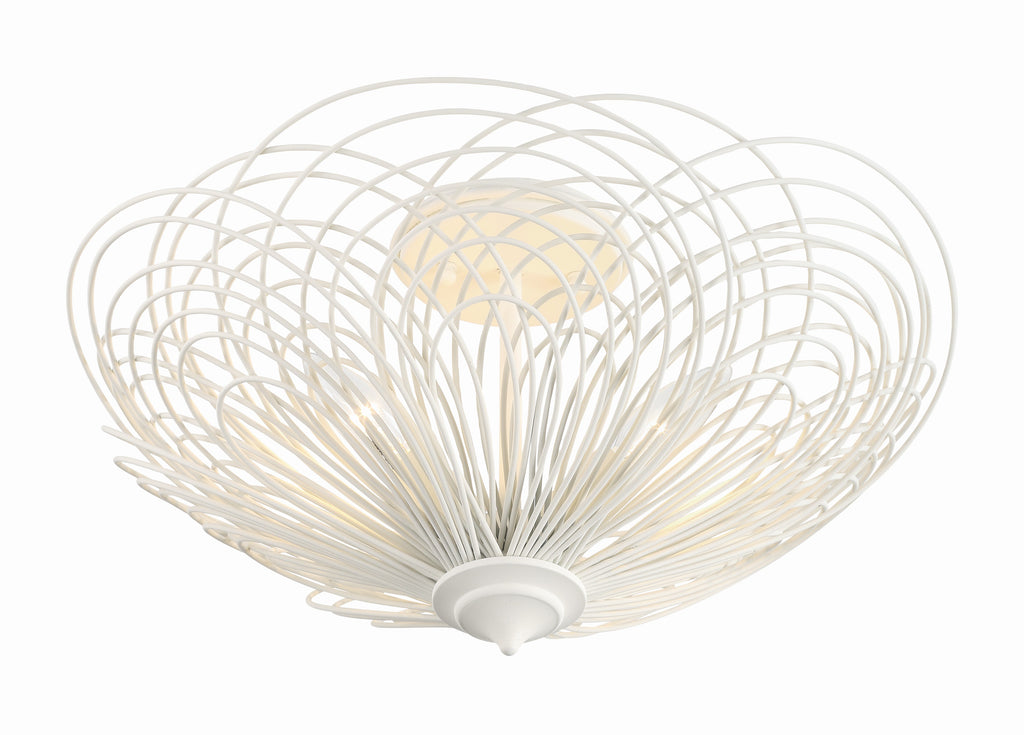 Doral 3 Light Matte White Semi Flush Mount Crystorama