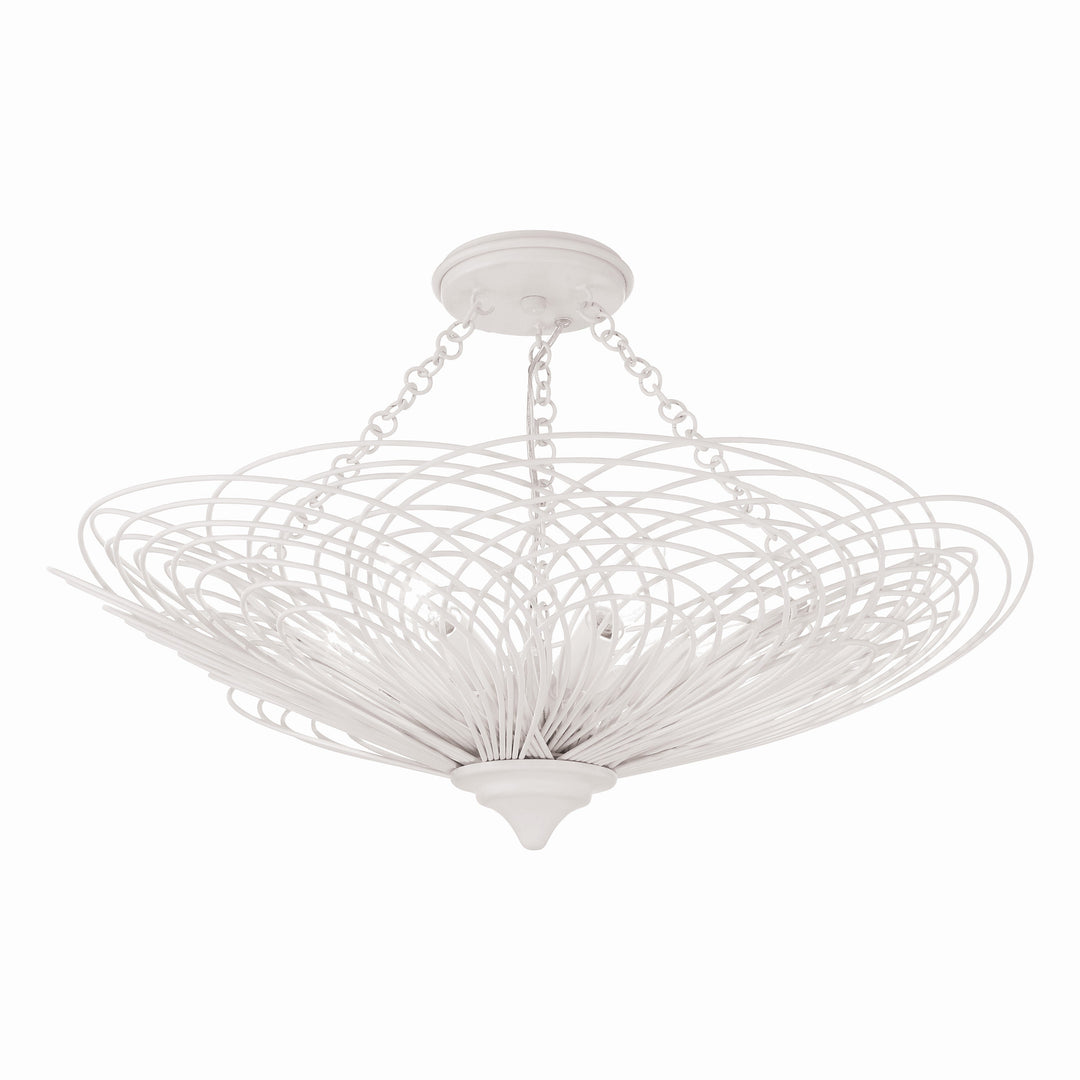 Doral 6 Light Matte White Semi Flush Mount Crystorama