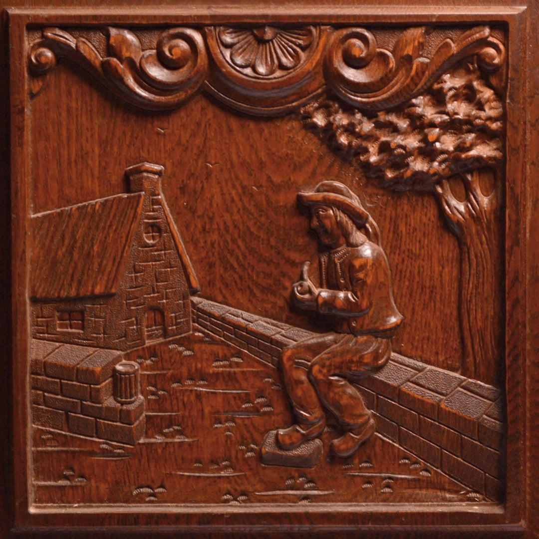 Wooden Oak Cabinet Doors with Carved Design (Pair) COPPER MOUNTAIN HARDWARE