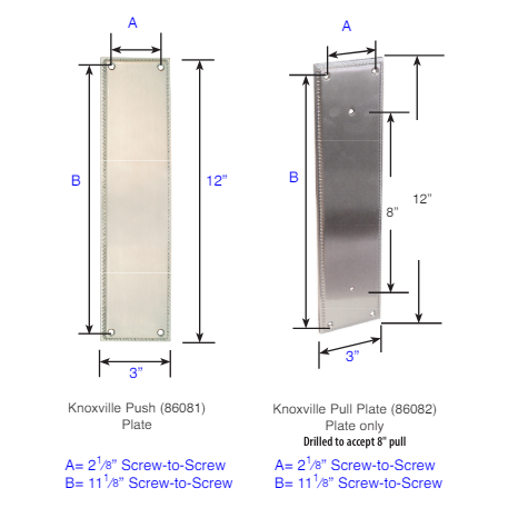 Antique Hardware 12 Inch Solid Brass Knoxville Hercules Smooth Push & Pull Door Set FLUSH-PULL-POCKET DOOR