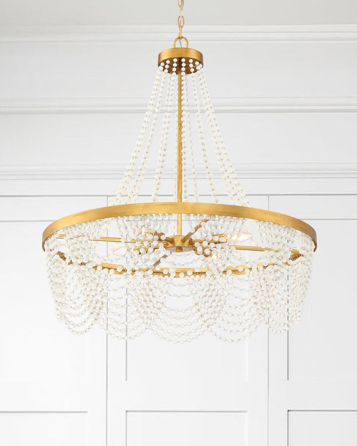Crystorama Crystorama Fiona 4 Light Antique Gold Chandelier with White Beads