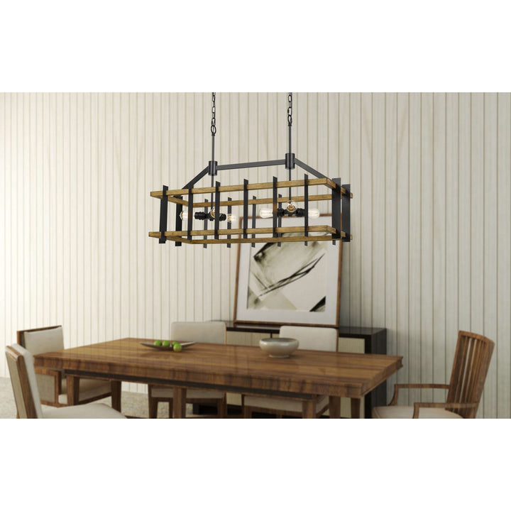 BRUCK 60W X 6 METAL/PINE WOOD ISLAND CHANDELIER  (EDISON BULBS NOT INCLUDED) Cal Lighting