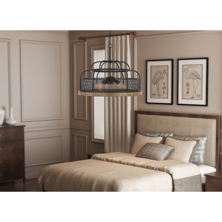 AKAKI 60W X 6 METAL/PINE WOOD CHANDELIER  (EDISON BULBS NOT INCLUDED) Cal Lighting