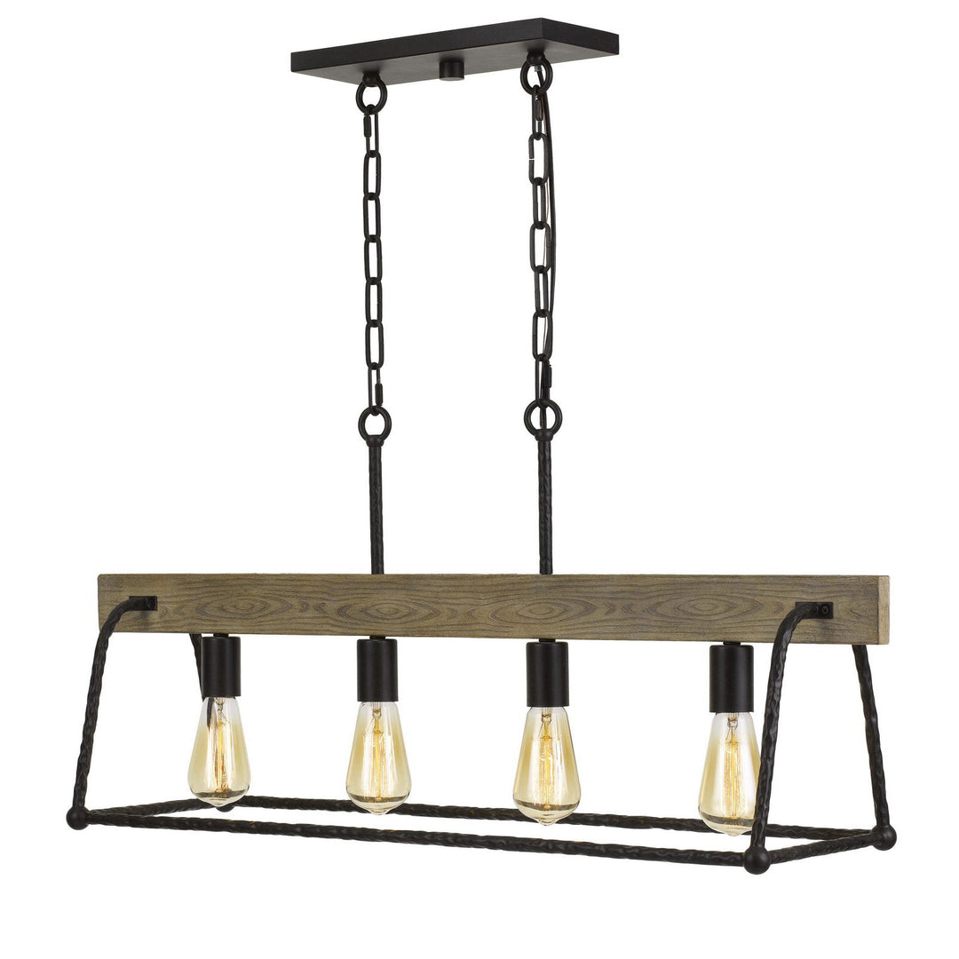 LOCKPORT HANG FORGED METAL/WOOD ISLAND CHANDELIER (EDISON BULBS NOT INCLUDED) Cal Lighting