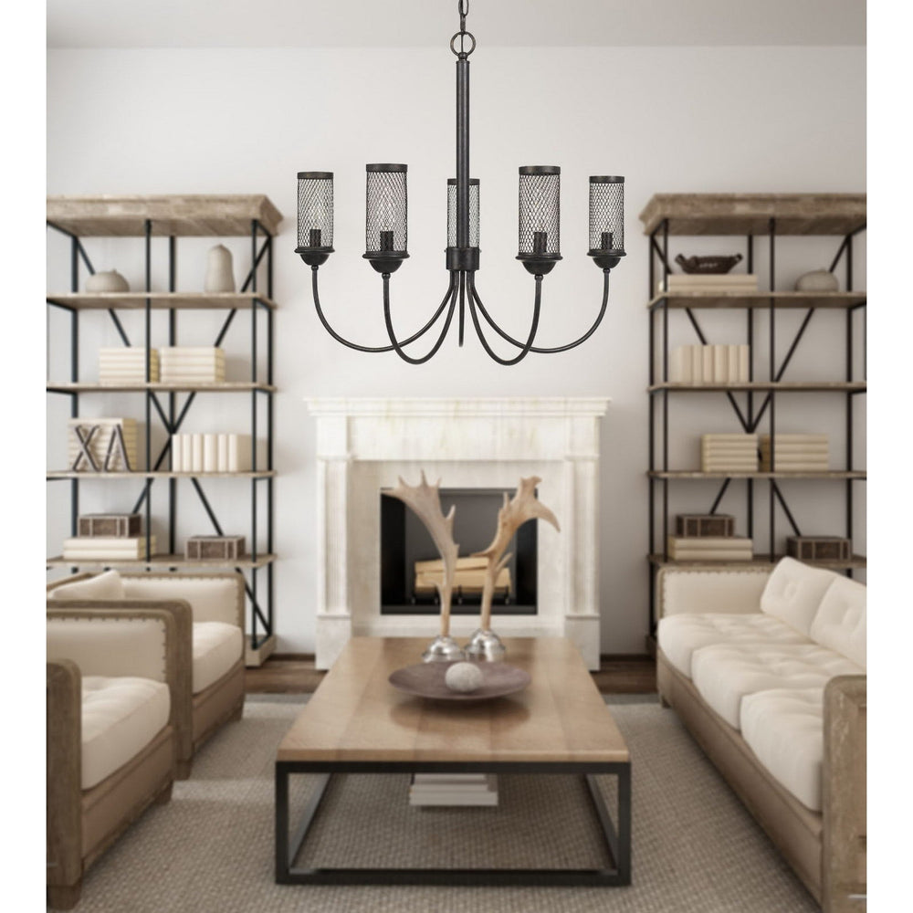 FULTON METAL CHANDELIER WITH MESH METAL SHADE Cal Lighting