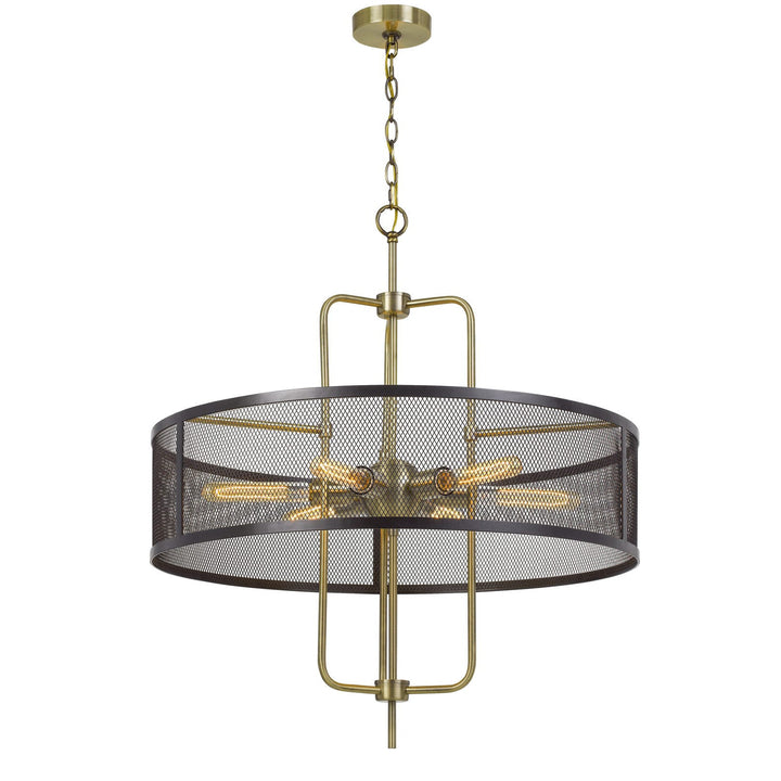 60W X 6 LEIDEN METAL CHANDELIER WITH MESH SHADE (EDISON BULBS ARE NOT INCLUDED) Cal Lighting