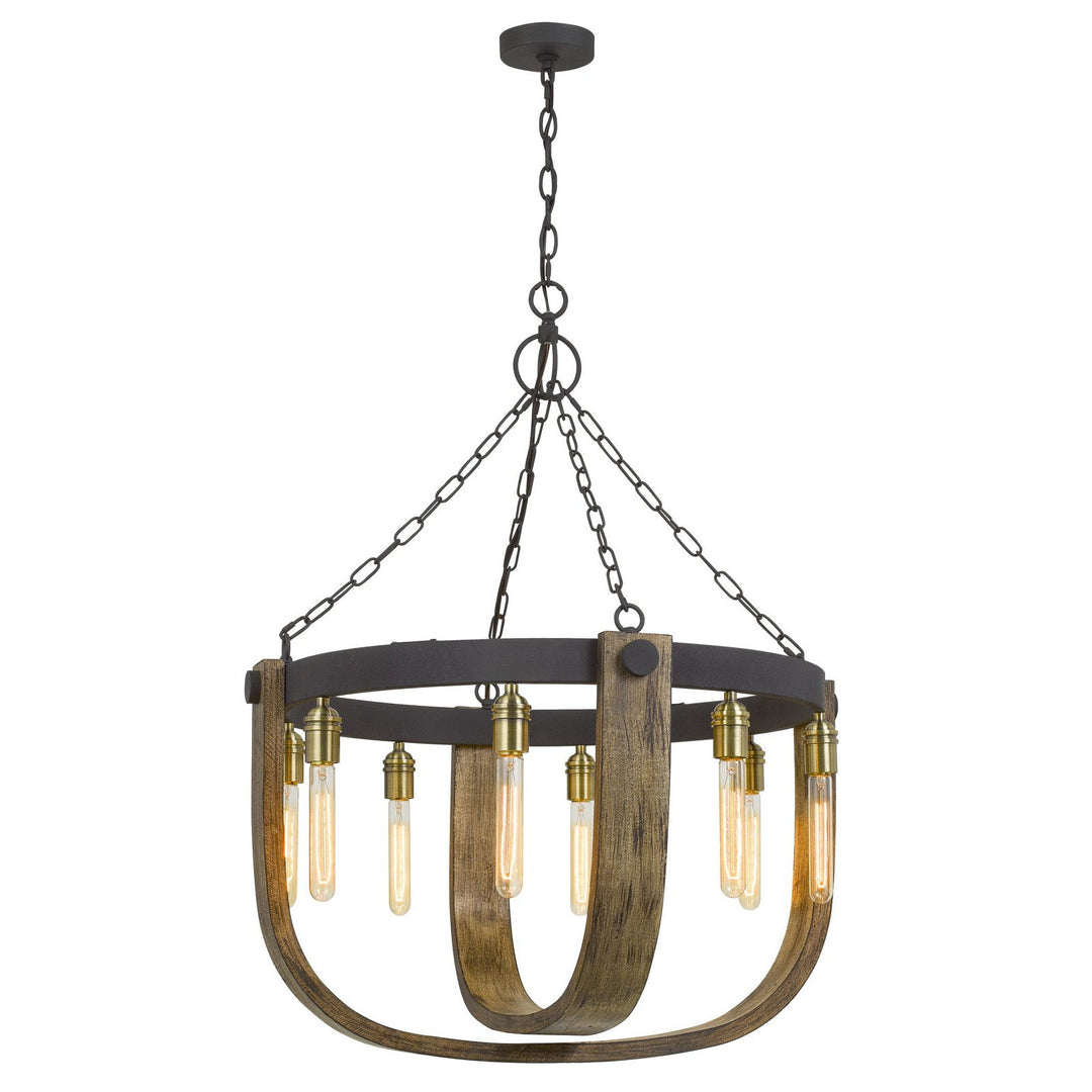 60W X 8 APULIA METAL/WOOD CHANDELIER (EDISON BULBS ARE NOT INCLUDED) Cal Lighting