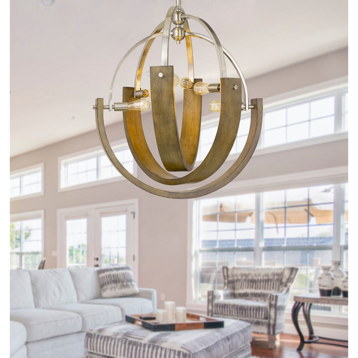 60W X 6 RAUMA METAL/WOOD CHANDELIER (EDISON BULBS ARE NOT INCLUDED) Cal Lighting