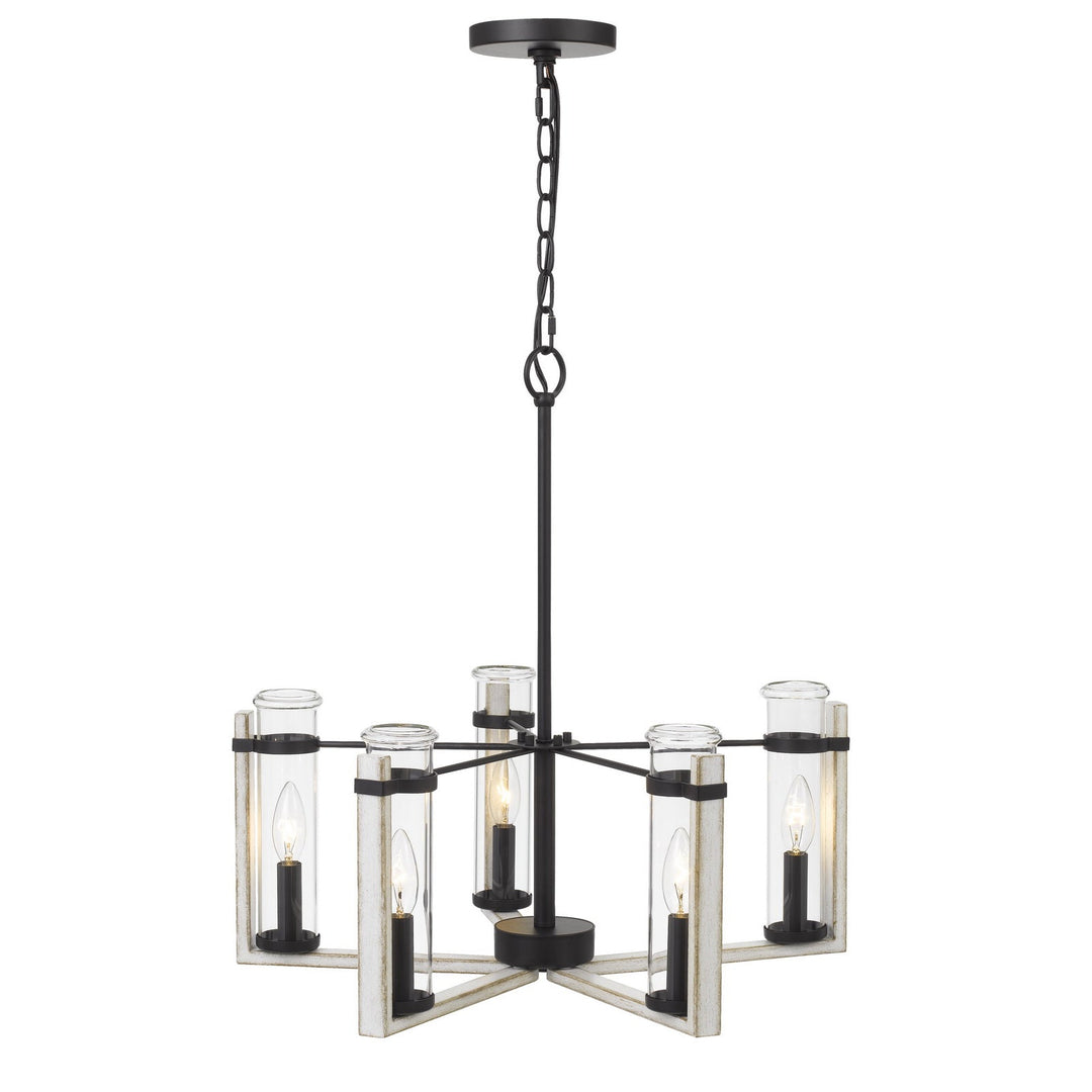 60WX  5 OLIVETTE METAL CHANDELIER WITH GLASS SHADE Cal Lighting
