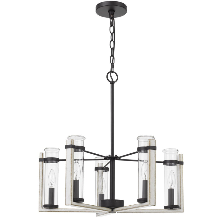 60WX  5 OLIVETTE METAL CHANDELIER WITH GLASS SHADE Cal Lighting
