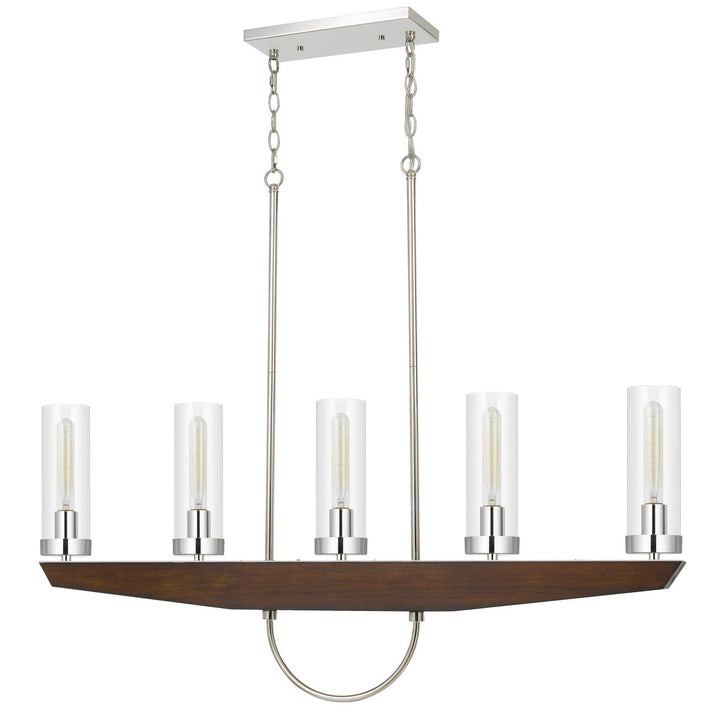 60W X 5 ERCOLANO PINE WOOD/METAL ISLAND CHANDELIER WITH CLEAR GLASS SHADE (EDISON BULBS NOT INCLUDED) Cal Lighting