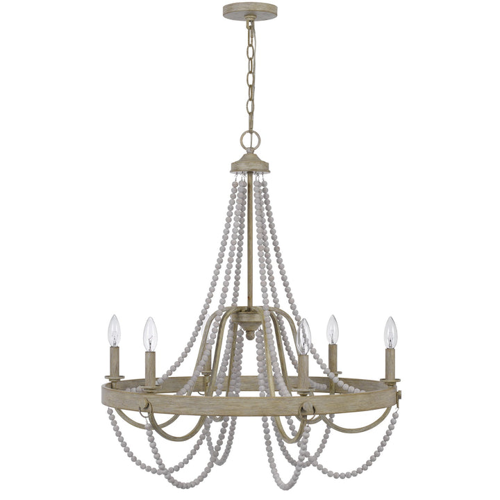 60W X 6 MACON BEADED METAL CHANDELIER Cal Lighting