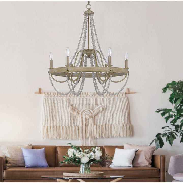 60W X 6 MACON BEADED METAL CHANDELIER Cal Lighting