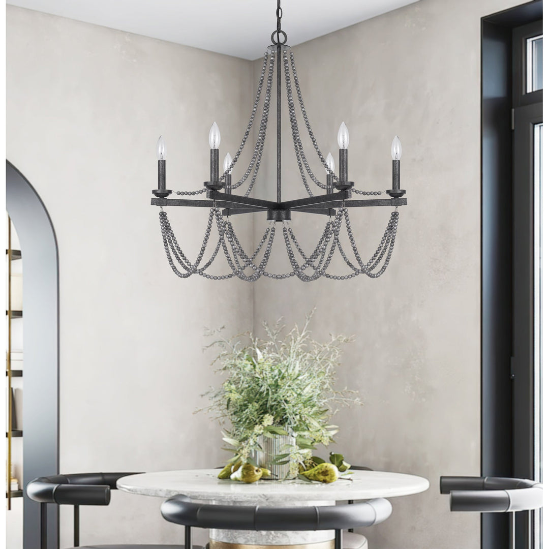 60W X 6 VENTURA METAL BEADED CHANDELIER Cal Lighting