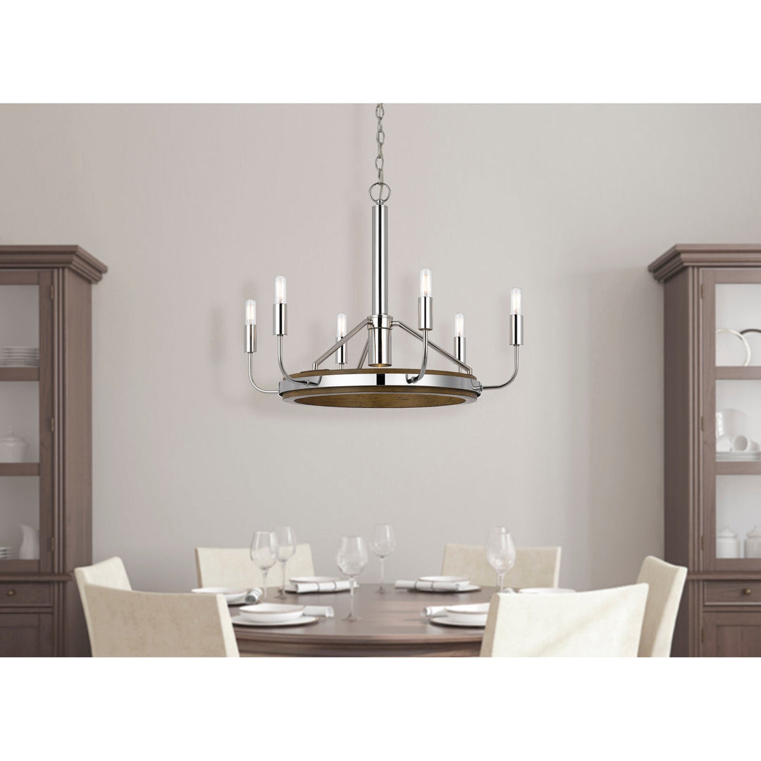 SALUDA 60W X 6 METAL CHANDELIER AND A GU10 6W LED DOWNLIGHT (LED BULB INCLUDED) Cal Lighting