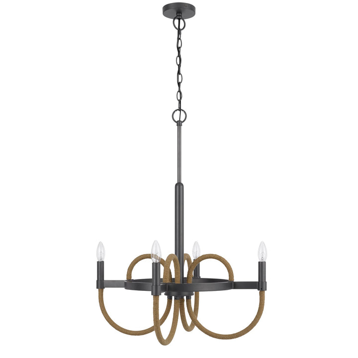 ROWLAND 60W X 4 METAL/BURLAP ROPED CHANDELIER Cal Lighting