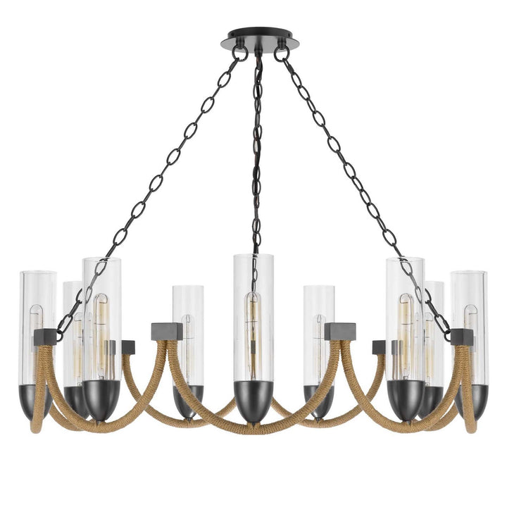 60W X 9 ARGYLE METAL CHANDELIER WITH MOSS RODS AND GLASS SHADES Cal Lighting