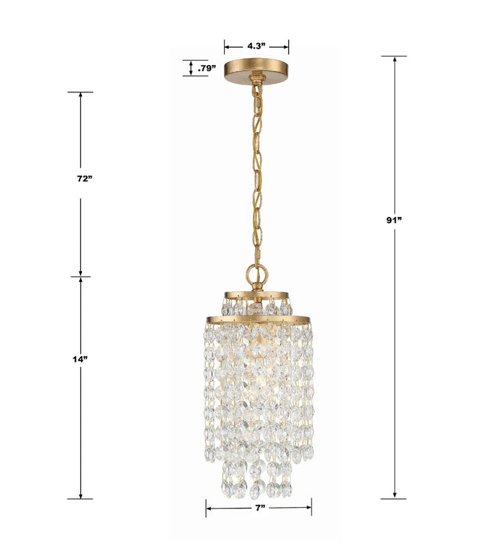Gabrielle 1 Light Antique Gold Mini Pendant Pendant Crystorama