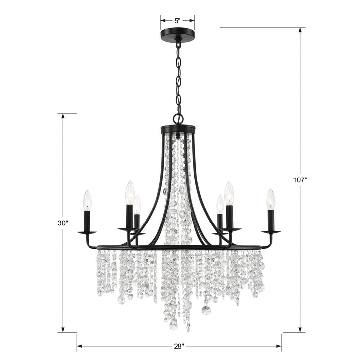 Crystorama Crystorama Gabrielle 6 Light Matte Black Chandelier