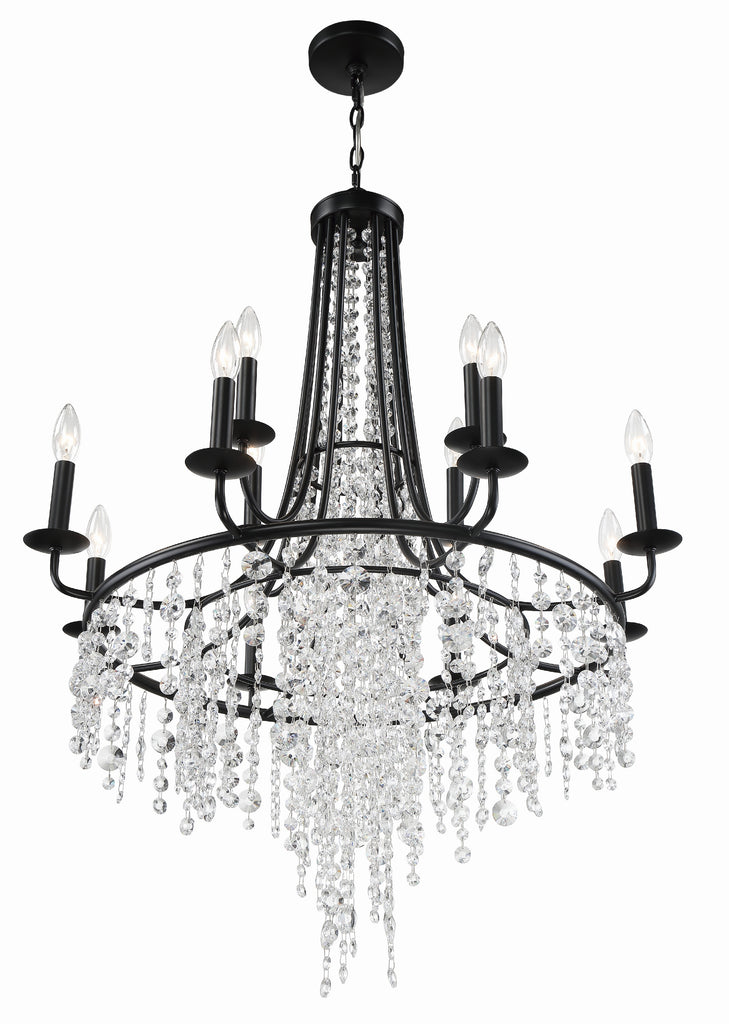 Crystorama Crystorama Gabrielle 12 Light Matte Black Chandelier