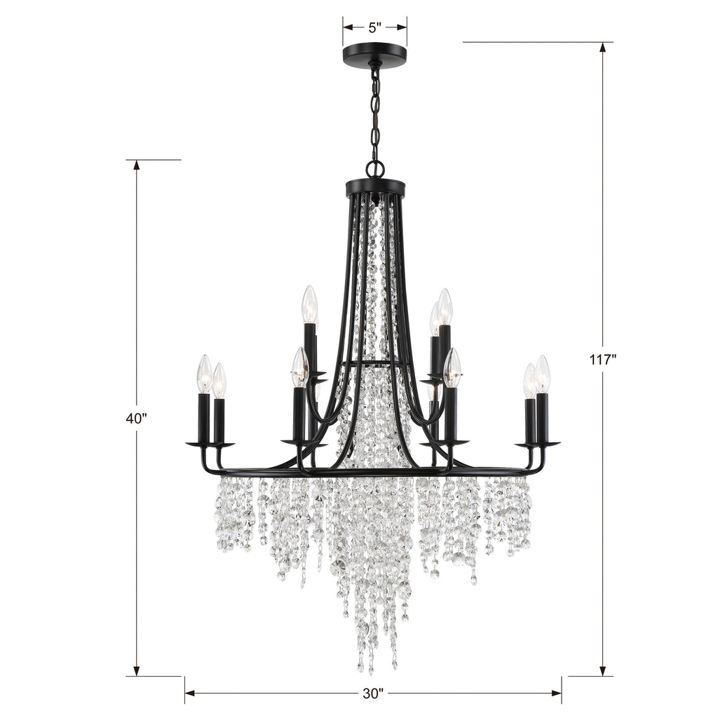 Crystorama Crystorama Gabrielle 12 Light Matte Black Chandelier