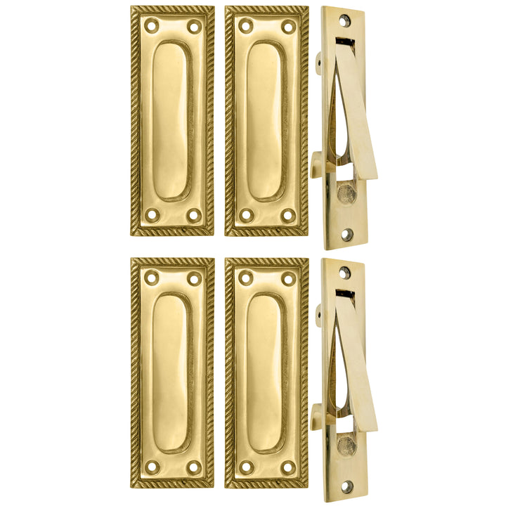 Georgian Rope Rectangular Pocket Door Set (Several Finishes Available) COPPER MOUNTAIN HARDWARE