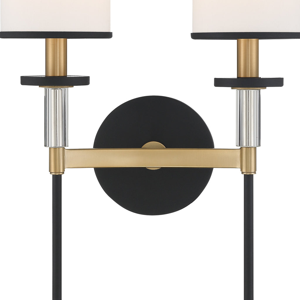 Crystorama Crystorama Hatfield 2 Light Black Forged + Vibrant Gold Sconce