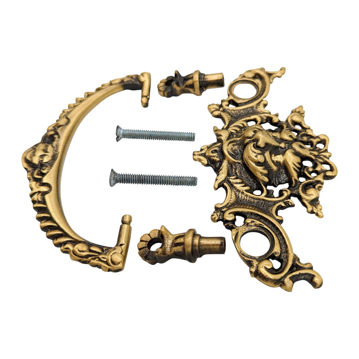 4 1/8 Inch Solid Brass Rococo Gargoyle Bail Pull COPPER MOUNTAIN HARDWARE