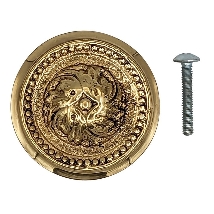 2 Inch Solid Brass Beaded Victorian Cabinet & Furniture Knob COPPER MOUNTAIN HARDWARE