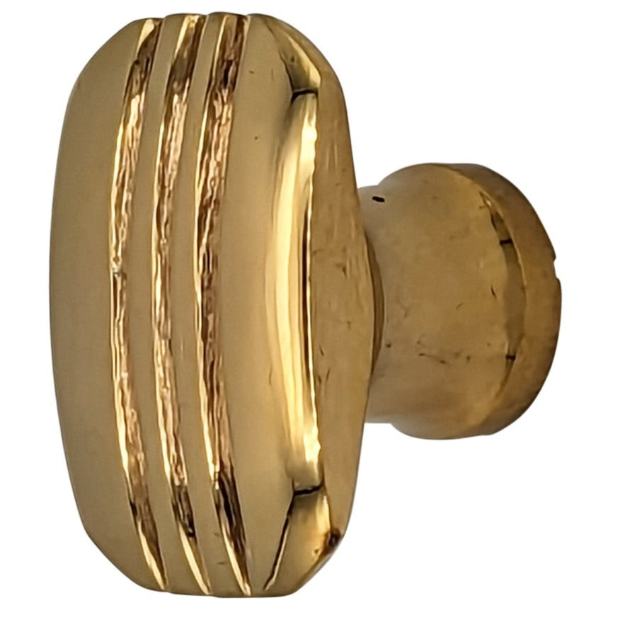 Brass Art Deco Style Rectangular Art Deco Style Lined Knob for Cabinets & Furniture COPPER MOUNTAIN HARDWARE
