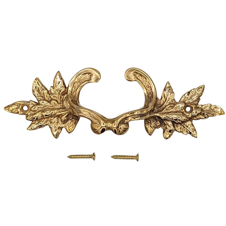 6 Inch (4 3/8 Inch C-C) Solid Brass Ornate French Leaves Pull COPPER MOUNTAIN HARDWARE