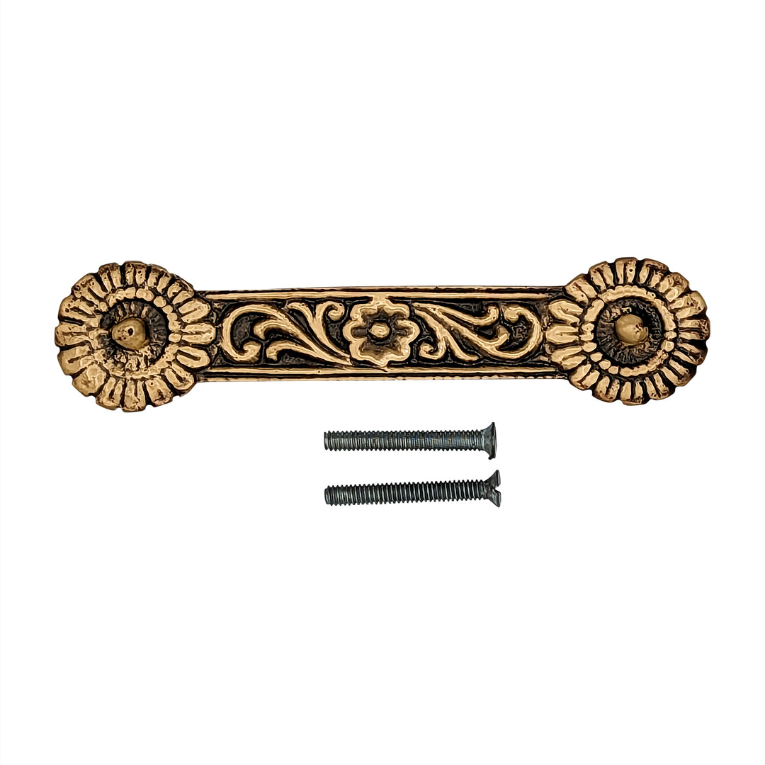 4 1/4 Inch Overall (3 3/8 Inch c-c) Solid Brass Unique Circle Pull Handle