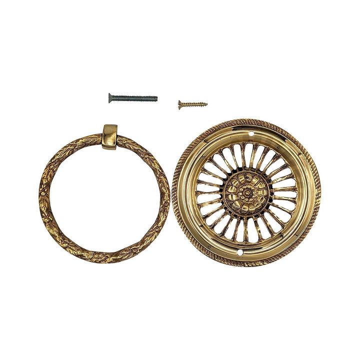 3 5/8 Inch Solid Brass Radiant Flower Drawer Ring Pull COPPER MOUNTAIN HARDWARE