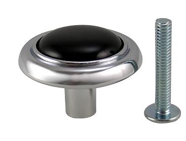 1 1/4 Inch Chrome & Black Ceramic Round Button Cabinet & Furniture Knob COPPER MOUNTAIN HARDWARE