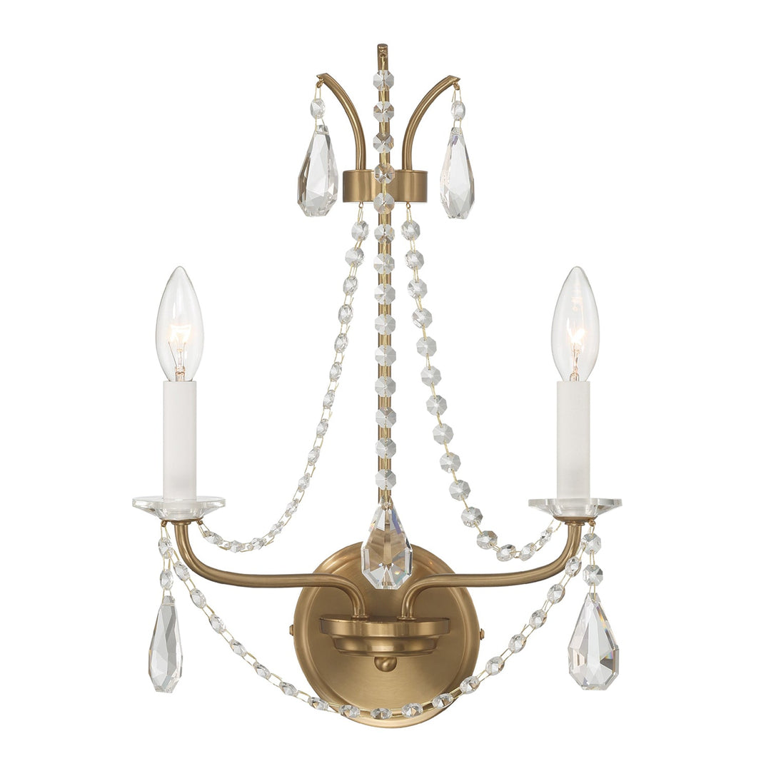 Crystorama Crystorama Karrington 2 Light Aged Brass Sconce