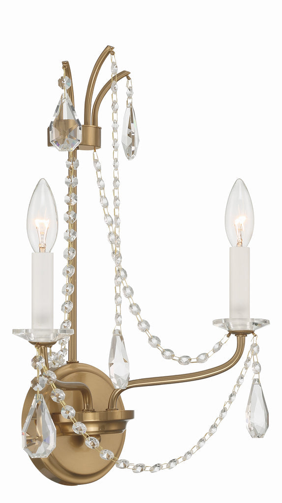Crystorama Crystorama Karrington 2 Light Aged Brass Sconce