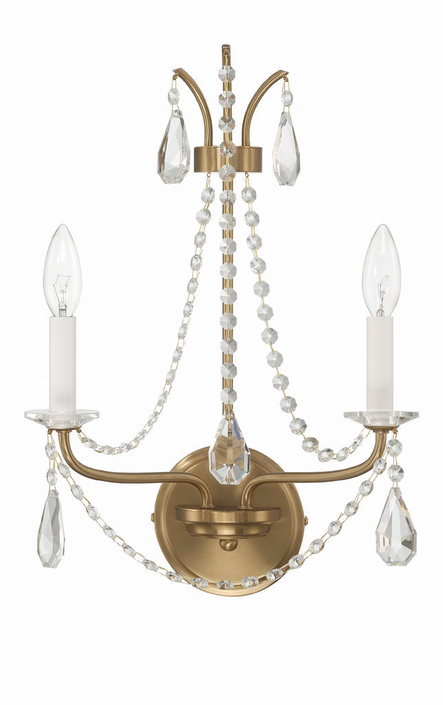Crystorama Crystorama Karrington 2 Light Aged Brass Sconce