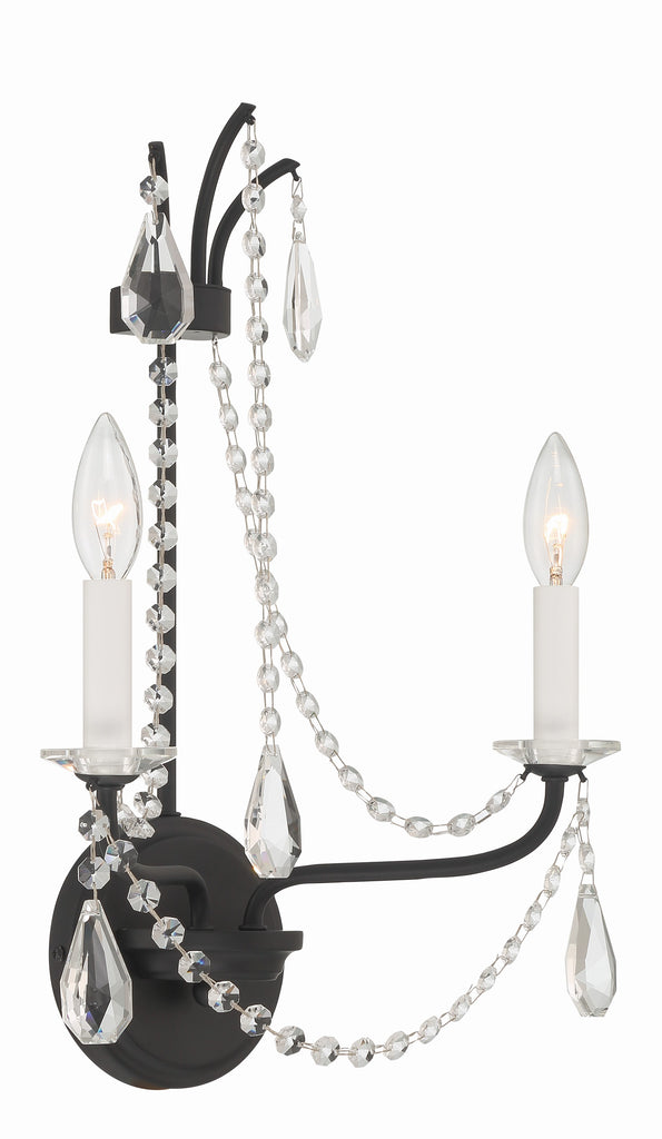 Crystorama Crystorama Karrington 2 Light Matte Black Sconce
