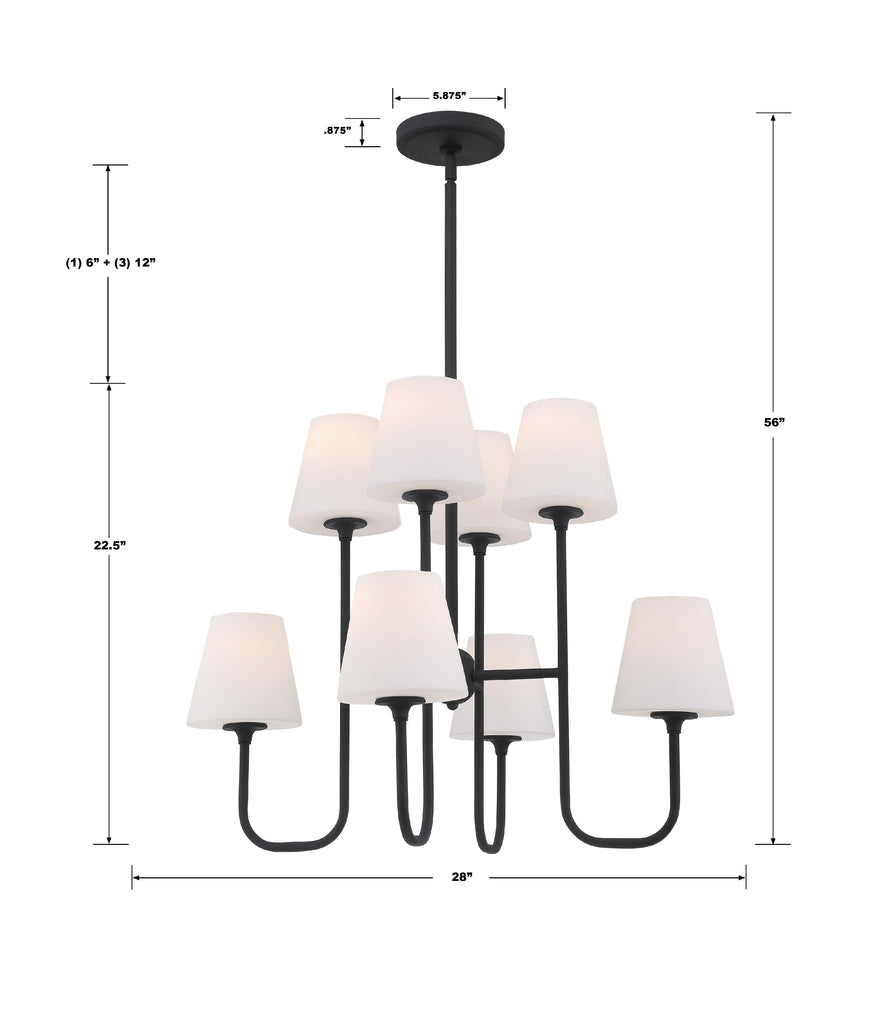 Crystorama Crystorama Keenan 8 Light Black Forged Chandelier