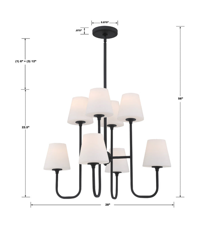 Crystorama Crystorama Keenan 8 Light Black Forged Chandelier