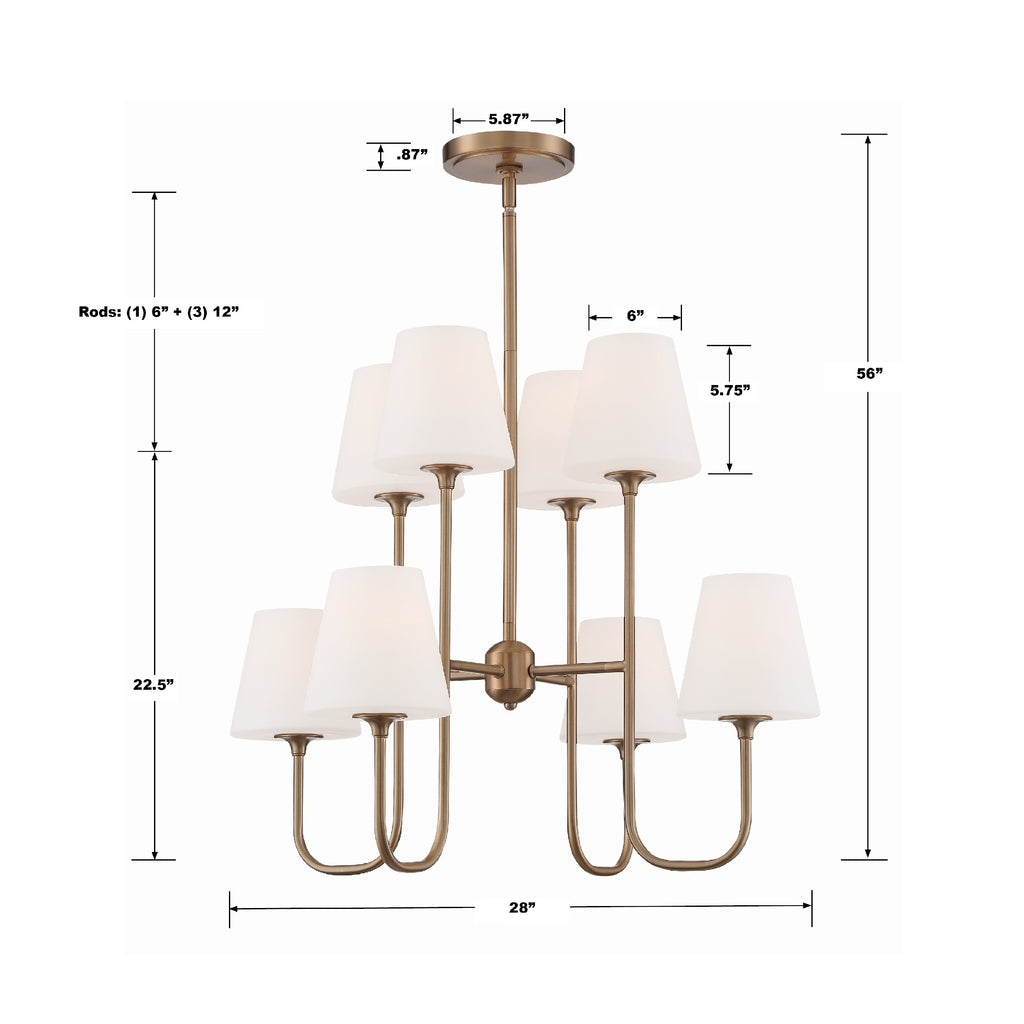 Crystorama Crystorama Keenan 8 Light Vibrant Gold Chandelier