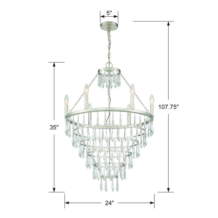 Crystorama Crystorama Lucille 6 Light Antique Silver Chandelier