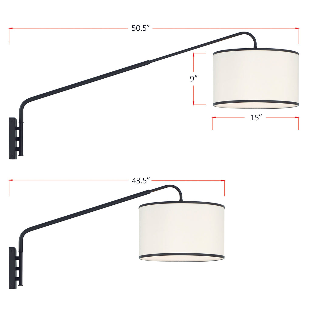 Crystorama Crystorama Mallory 1 Light Matte Black Task Sconce
