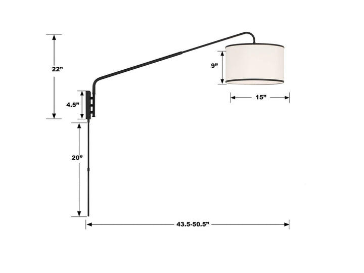 Crystorama Crystorama Mallory 1 Light Matte Black Task Sconce