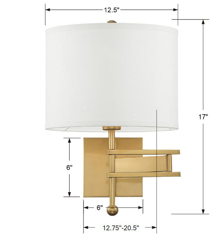 Crystorama Crystorama Marshall 1 Light Aged Brass Task Sconce