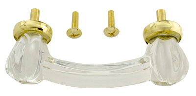 4 Inch Overall (3 Inch c-c) Crystal Clear Glass Bridge Handle COPPER MOUNTAIN HARDWARE