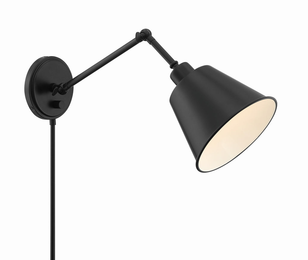 Crystorama Crystorama Mitchell 1 Light Matte Black Task Sconce