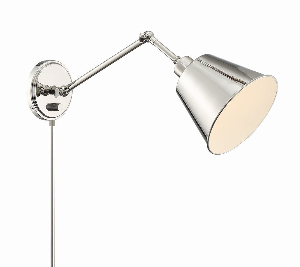 Crystorama Crystorama Mitchell 1 Light Polished Nickel Task Sconce